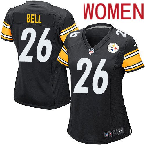 Women Pittsburgh Steelers 26 LeVeon Bell Nike Black Game NFL Jersey
